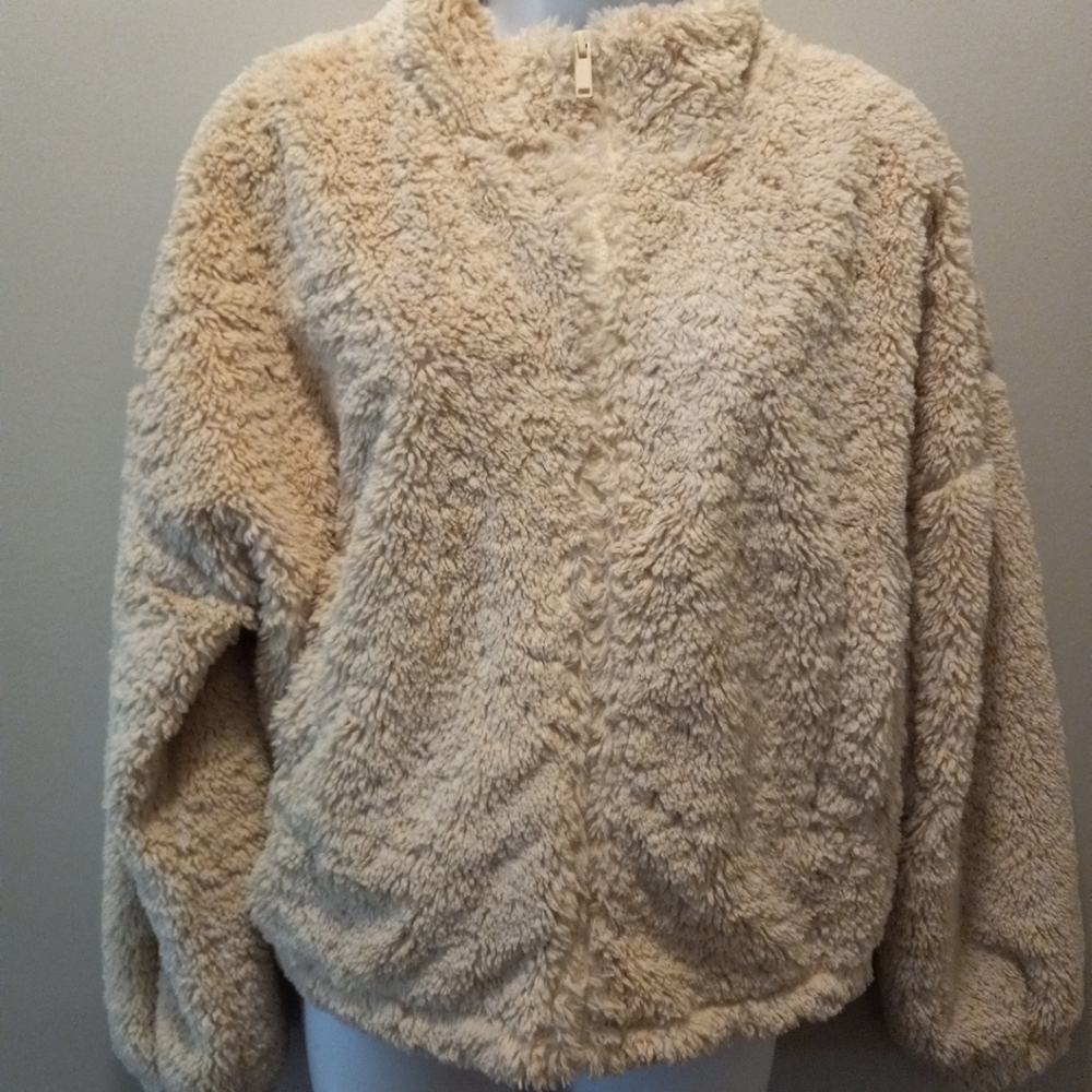 Express Faux Fur Zippered Jacket, Size M.